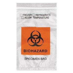 6W x 9H, Econo-Zip Orange Imprint Specimen Bags