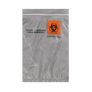 7W x 9.5H, Econo-Zip Orange Imprint Specimen Bags